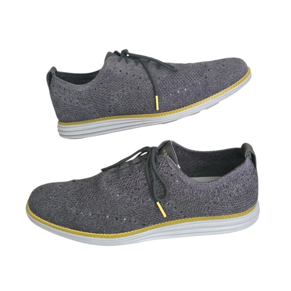 Cole Haan Original Grand Shoes Mens Size 12M Stitchlite Wingtip Oxford Knit Gray